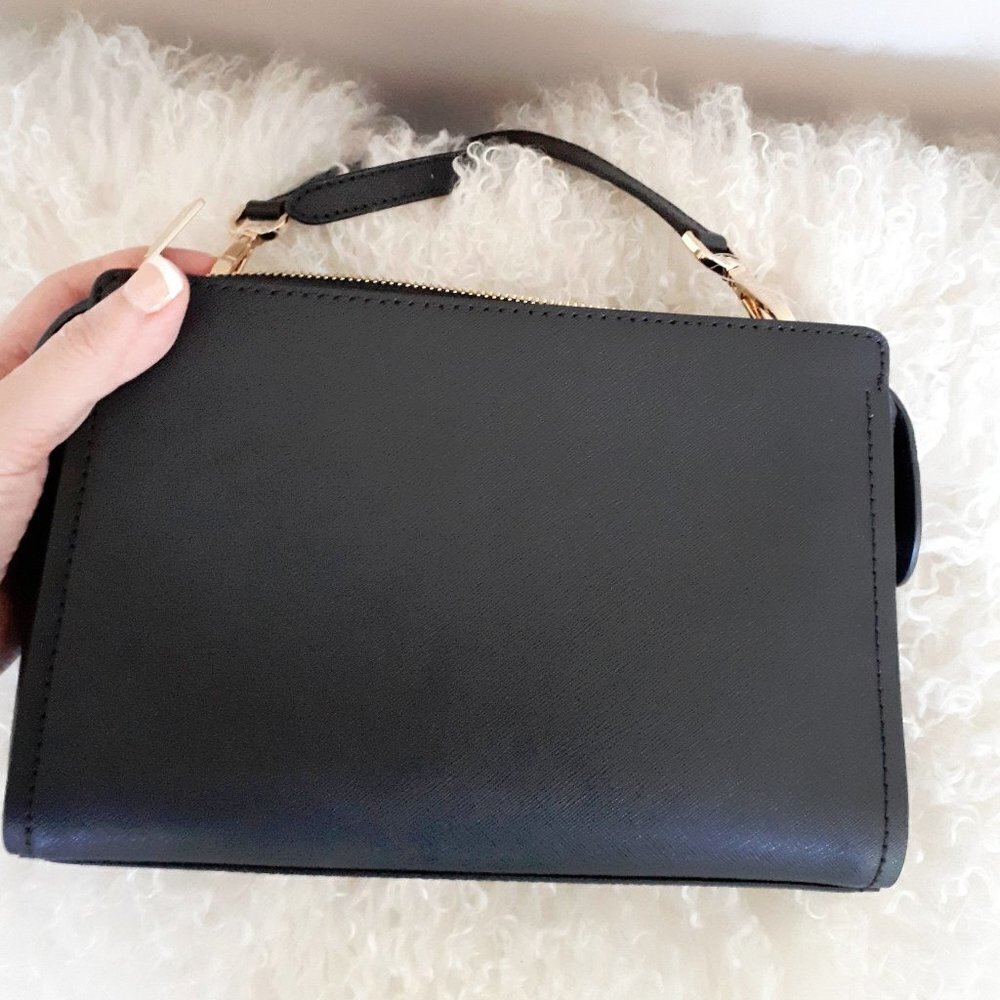 NWT MICHAEL Michael Kors medium black leather crossbody messenger handbag - Picture 5 of 11